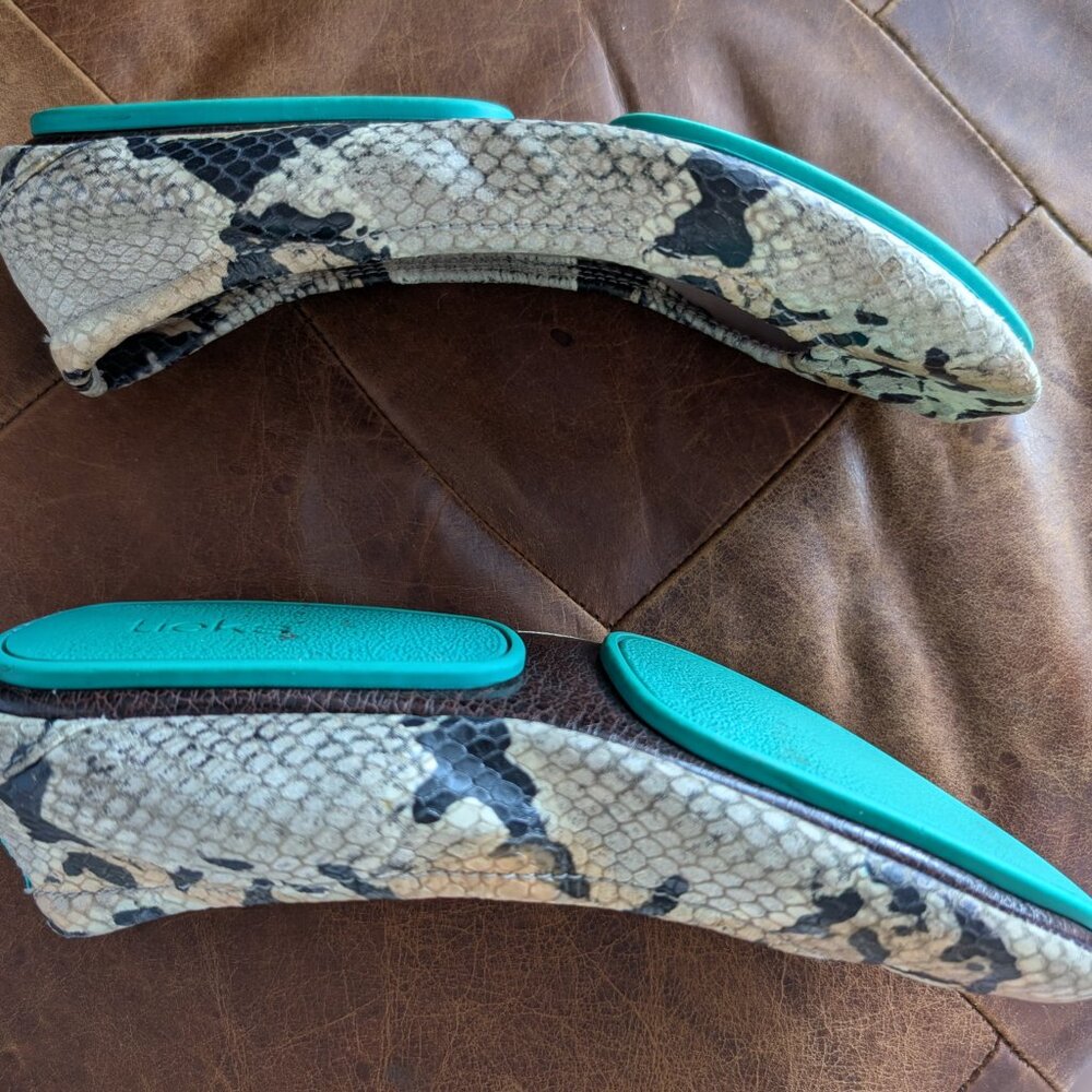 TIEKS "SAND SNAKE" PRINTED LEATHER BALLET FLATS SIZE 7 USED - Picture 3 of 15